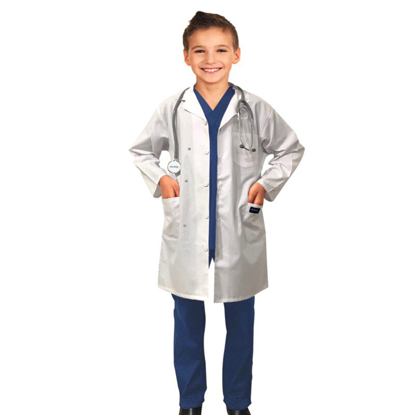 Children's / Kids Labcoat 3 Pocket Full Sleeve in Twill Fabric with Plastic Button