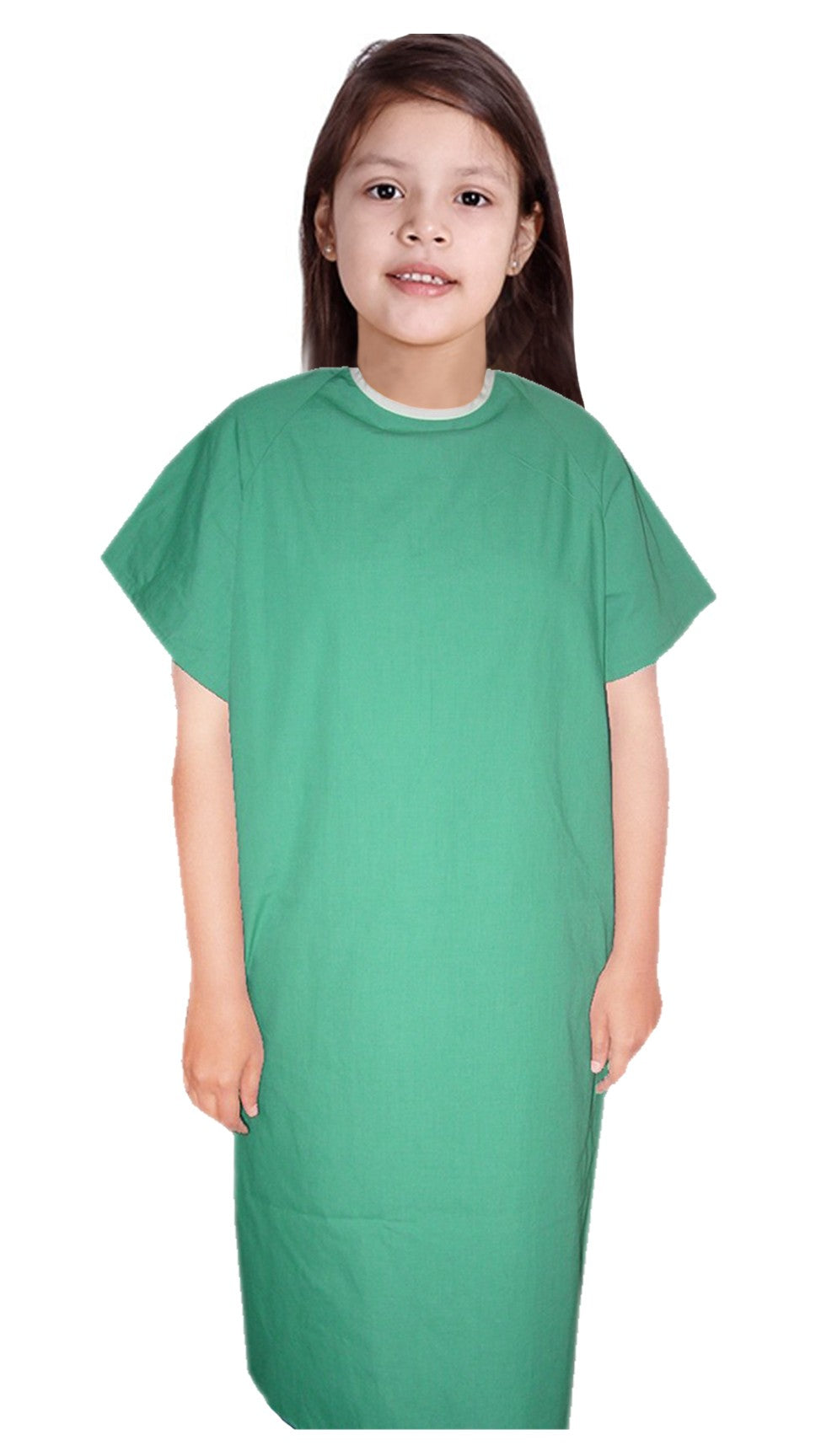 Children Patient Gown Half Sleeves with Matching piping Back Open, Tie-able from Two Points in Poplin Fabric