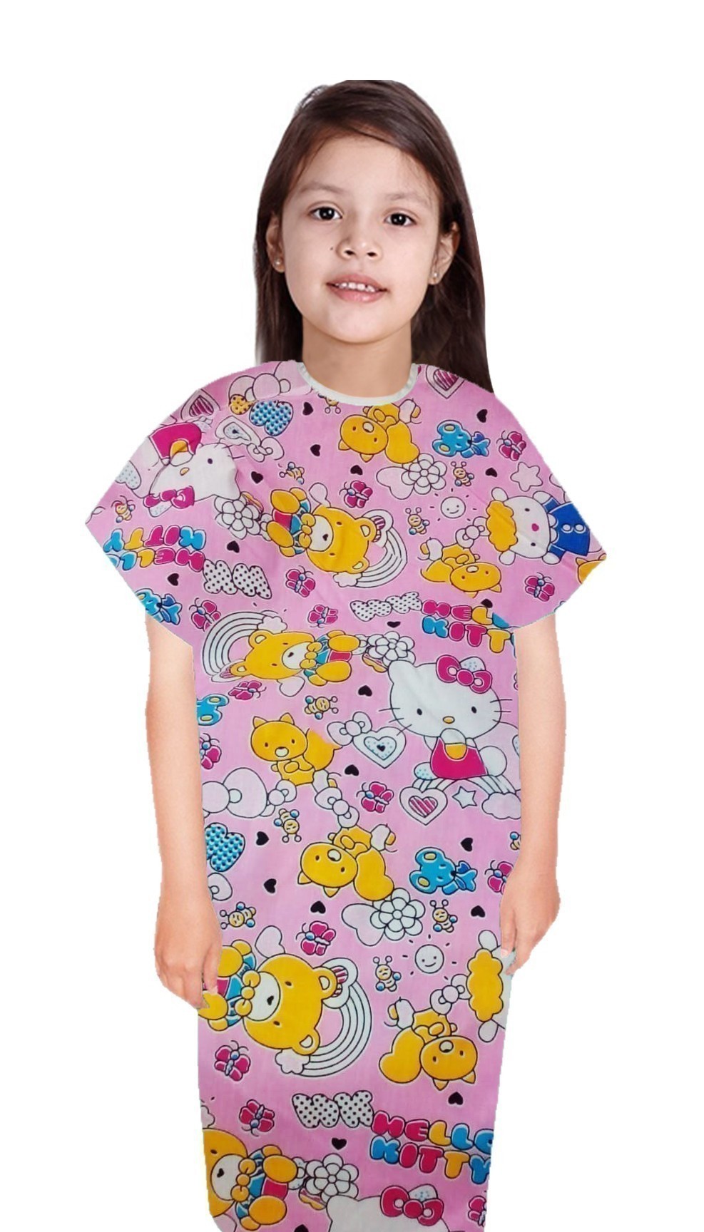 Children Printed Patient Gown Half Sleeve Back Open, Tie-able from Two Points