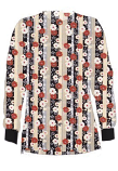Jacket 2 pocket printed unisex full sleeve in Red and Beige flowers with Grey backgroud with rib