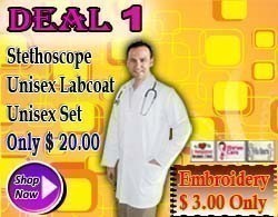 Deal 1(stethoscope, unisex poplin labcoat, unisex normal scrub set)