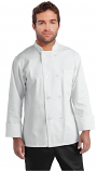 Poplin Men's Full Sleeve Chef Coat With 1 Chest pocket and 1 Sleeve Pocket - Button Front Closure (48 perc cotton 52 perc polyester Light Weight poplin)