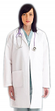 Microfiber labcoat ladies full sleeve with plastic buttons without pocket solid pleated (100 % polyester) in 36 38 40 42 lengths