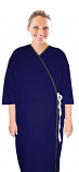 Microfiber patient gown front open 3/4 sleeve with contrast piping  tie able, Sizes XS-9X