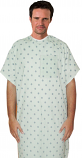 Patient gown 1 chest pocket half sleeve back open, Black Leaf Prints, Sizes XS-9X